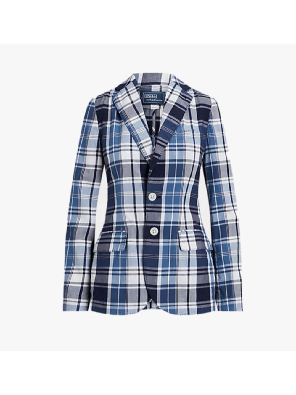 Polo Ralph Lauren Plaid Cotton Blazer Jacket Blue ( 2 )